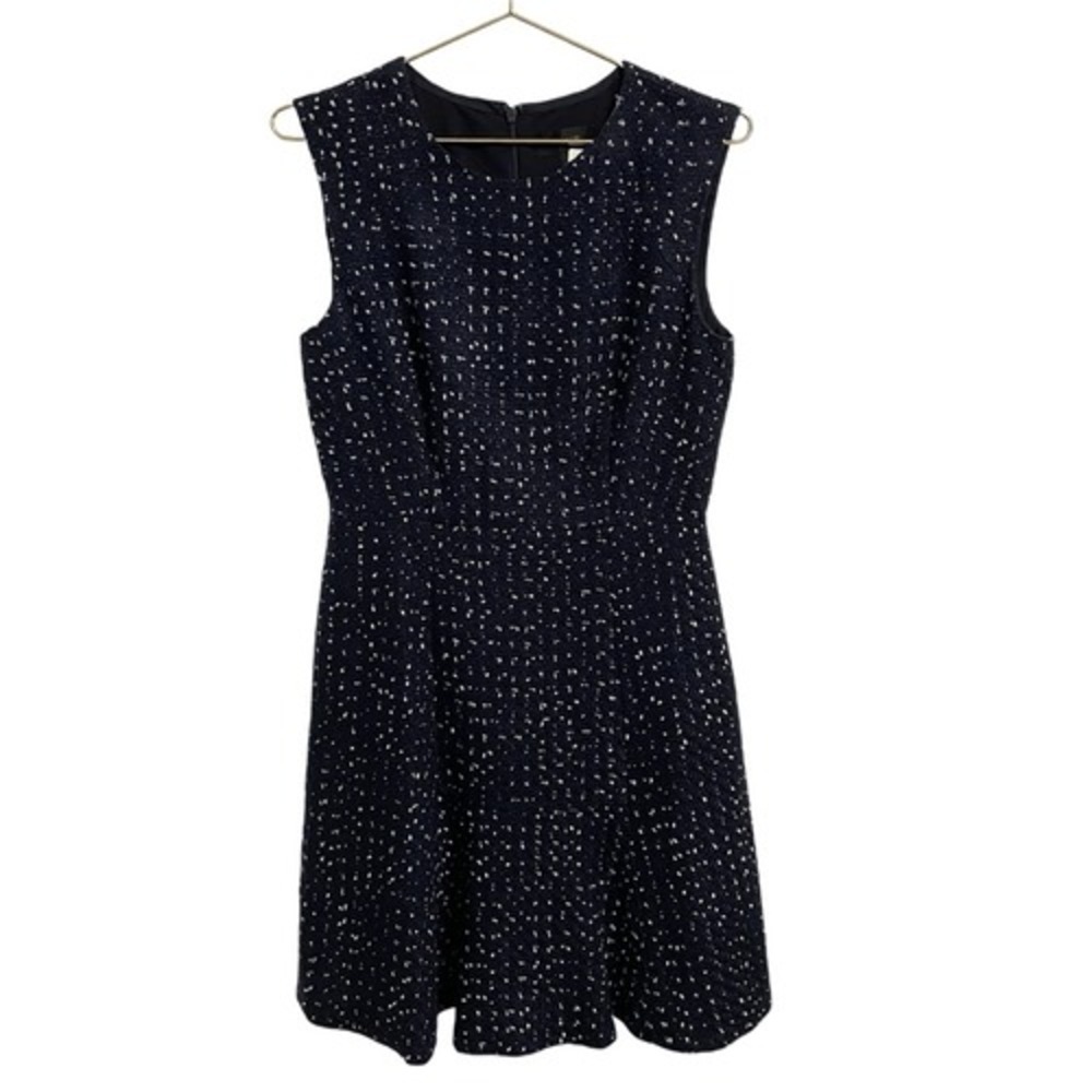 J.Crew Navy Blue Tweed Sleeveless Fit and Flare Dress NWT